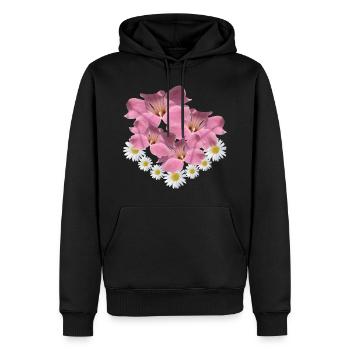 Margerite Blume pink Blumenranke Gänseblümchen - Männer Premium Bio Hoodie - Schwarz - Vorne - Nico (187cm)