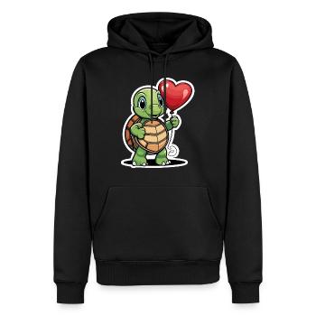 Schildkröte Herz - Valentinstag - Männer Premium Bio Hoodie - Schwarz - Vorne - Nico (187cm)