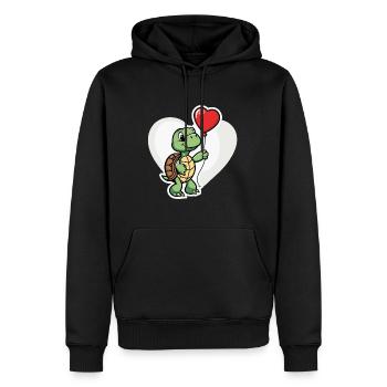 Schildkröte Herz - Valentinstag - Männer Premium Bio Hoodie - Schwarz - Vorne - Nico (187cm)