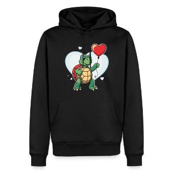 Schildkröte Herz - Valentinstag - Männer Premium Bio Hoodie - Schwarz - Vorne - Nico (187cm)