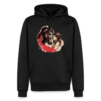 Le véritable amour du cheval - Sweat à capuche Premium bio Homme - noir - Devant - Nico (187cm)