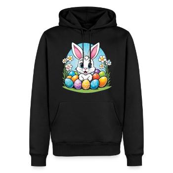 Osterhase Ostern Illustration - Männer Premium Bio Hoodie - Schwarz - Vorne - Nico (187cm)