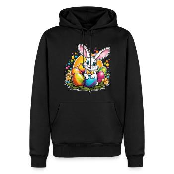 Osterhase Ostern Illustration - Männer Premium Bio Hoodie - Schwarz - Vorne - Nico (187cm)