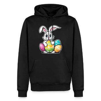 Osterhase Ostern Illustration - Männer Premium Bio Hoodie - Schwarz - Vorne - Nico (187cm)