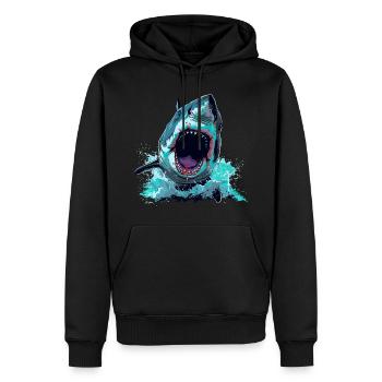 Attaque de requin - Sweat à capuche Premium bio Homme - noir - Devant - Nico (187cm)