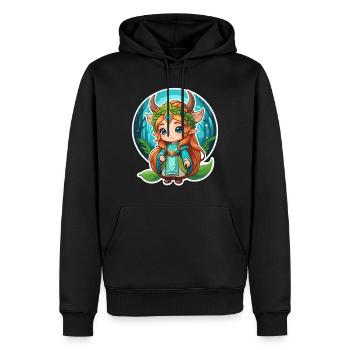 Druide Niedlich Illustration - Männer Premium Bio Hoodie - Schwarz - Vorne - Nico (187cm)