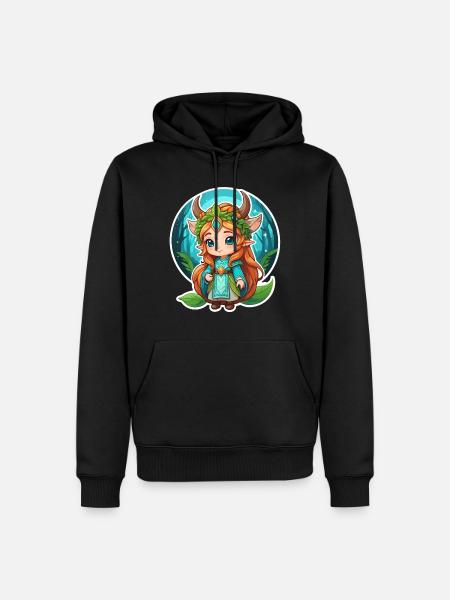 Druide Niedlich Illustration - Männer Premium Bio Hoodie - Schwarz