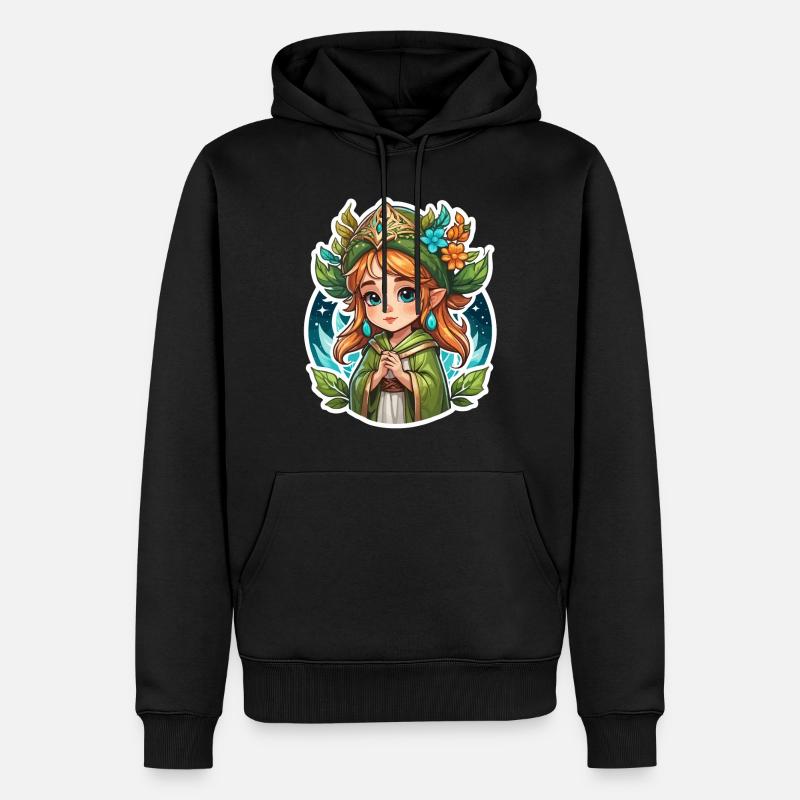 Druide Mignon Illustration - Sweat à capuche Premium bio Homme - noir