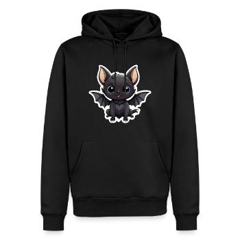 Illustration mignonne de chauve-souris - Sweat à capuche Premium bio Homme - noir - Devant - Nico (187cm)