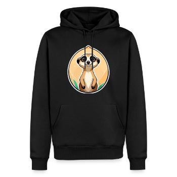Suricate Illustration Mignonne - Sweat à capuche Premium bio Homme - noir - Devant - Nico (187cm)