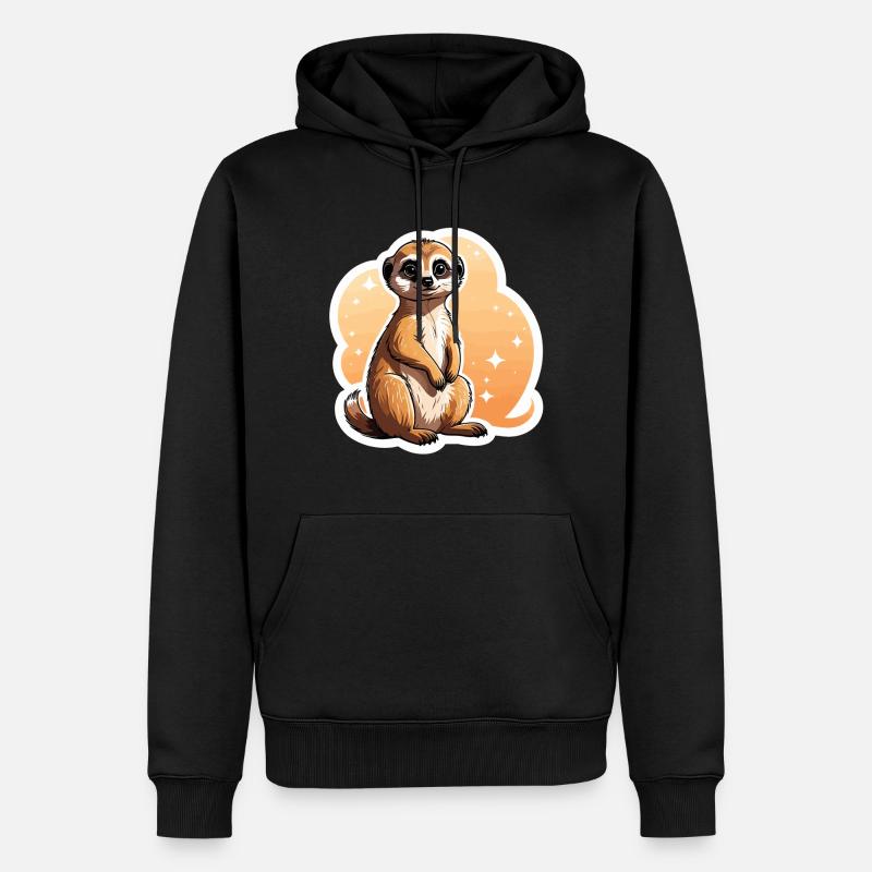 Suricate Illustration Mignonne - Sweat à capuche Premium bio Homme - noir