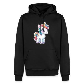 Illustration de licorne - Sweat à capuche Premium bio Homme - noir - Devant - Nico (187cm)
