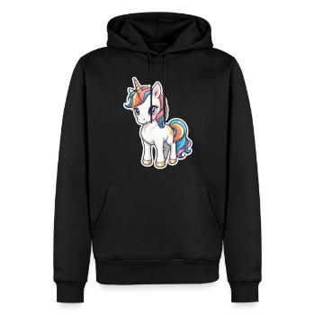 Illustration de licorne - Sweat à capuche Premium bio Homme - noir - Devant - Nico (187cm)