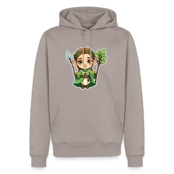 Druid Druid Fantasy Illustration - Men’s Premium Organic Hoodie - taupe - Front - Nico (187cm)