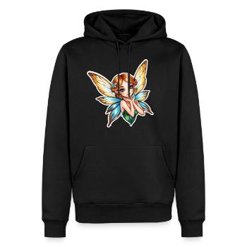 Illustration fantastique de fée - Sweat à capuche Premium bio Homme - noir - Devant - Nico (187cm)