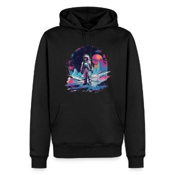 Astronaute sur une nouvelle planète dans le style rétro Sythwave - Sweat à capuche Premium bio Homme - noir - Devant - Nico (187cm)