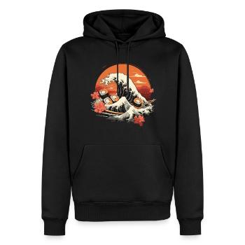 Japanische Welle Sushi Ästhetik - Männer Premium Bio Hoodie - Schwarz - Vorne - Nico (187cm)