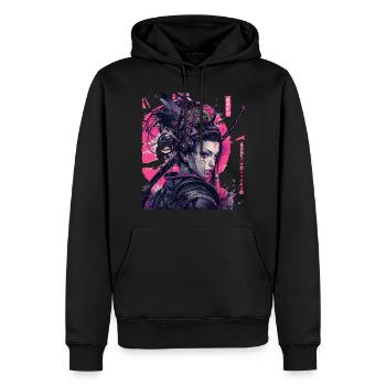 Japanische Geisha Anime Frau Samurai Waifu Cyber - Männer Premium Bio Hoodie - Schwarz - Vorne - Nico (187cm)