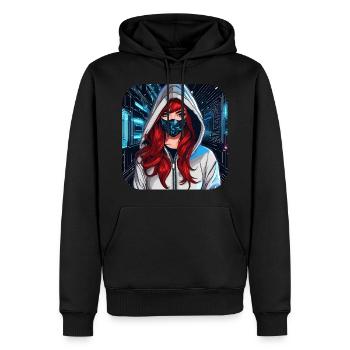 Cooles Cyberpunk Girl V - Männer Premium Bio Hoodie - Schwarz - Vorne - Nico (187cm)