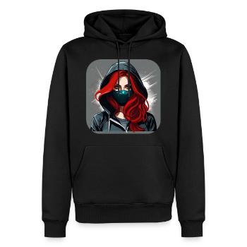 Cooles Cyberpunk Girl VI - Männer Premium Bio Hoodie - Schwarz - Vorne - Nico (187cm)