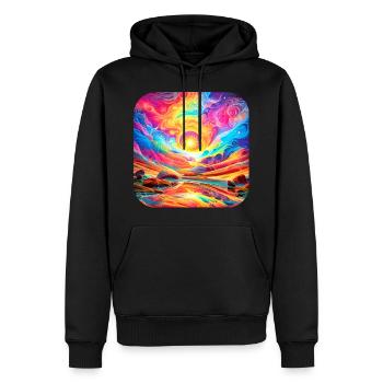 Motif psychédélique IV - Sweat à capuche Premium bio Homme - noir - Devant - Nico (187cm)