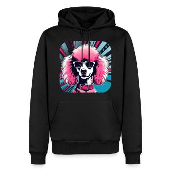Caniche Pop Art rose mignon - Sweat à capuche Premium bio Homme - noir - Devant - Nico (187cm)