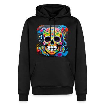 Crâne de Dia de los Muertos - Sweat à capuche Premium bio Homme - noir - Devant - Nico (187cm)