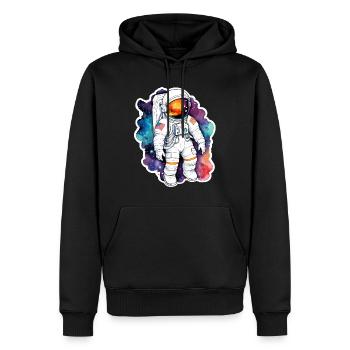 Aquarelle d’astronaute Aquarelle - Sweat à capuche Premium bio Homme - noir - Devant - Nico (187cm)