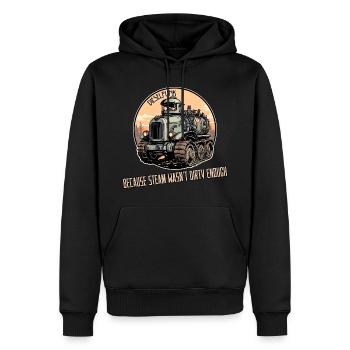 Dieselpunk Weil Dampf nicht schmutzig genug war - Männer Premium Bio Hoodie - Schwarz - Vorne - Nico (187cm)