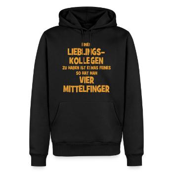 Avec vos collègues préférés, vous avez quatre doigts d’honneur. - Sweat à capuche Premium bio Homme - noir - Devant - Nico (187cm)