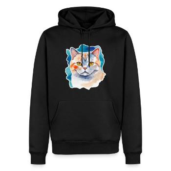 British Shorthair Watercolor - Men’s Premium Organic Hoodie - black - Front - Nico (187cm)
