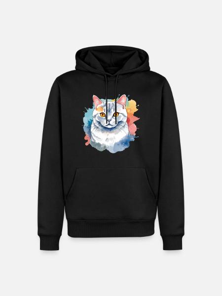 Britisch Kurzhaar Aquarell - Männer Premium Bio Hoodie - Schwarz