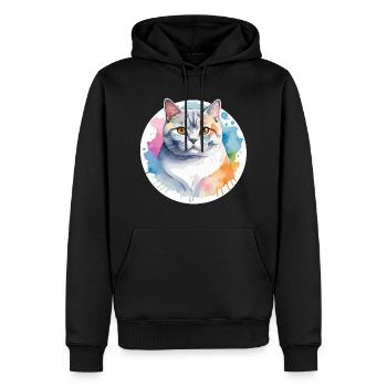 British Shorthair Watercolor - Men’s Premium Organic Hoodie - black - Front - Nico (187cm)