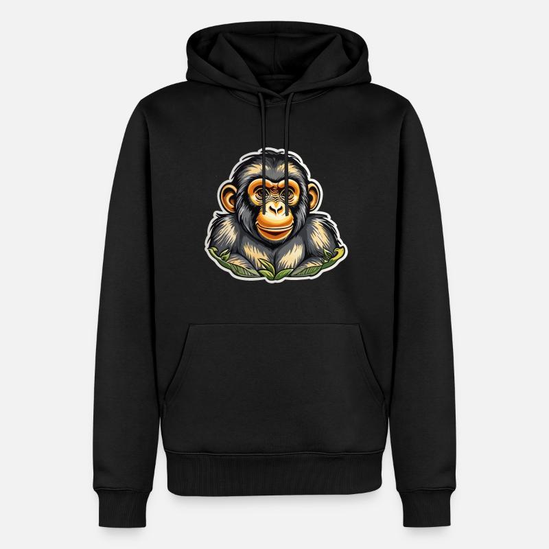 Affe Wasserfarben - Männer Premium Bio Hoodie - Schwarz