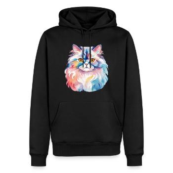 Perserkatze Wasserfarben - Männer Premium Bio Hoodie - Schwarz - Vorne - Nico (187cm)
