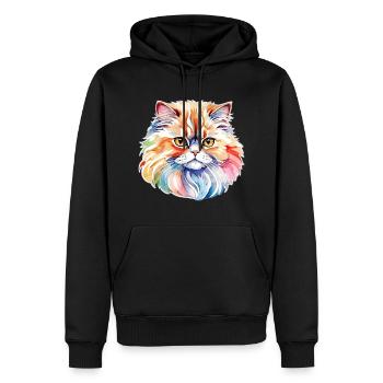 Perserkatze Wasserfarben - Männer Premium Bio Hoodie - Schwarz - Vorne - Nico (187cm)