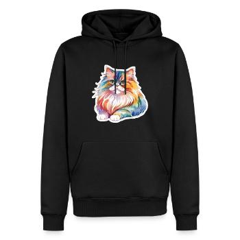 Perserkatze Wasserfarben - Männer Premium Bio Hoodie - Schwarz - Vorne - Nico (187cm)