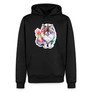 Perserkatze Wasserfarben - Männer Premium Bio Hoodie - Schwarz - Vorne - Nico (187cm)