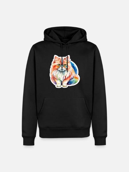 Perserkatze Wasserfarben - Männer Premium Bio Hoodie - Schwarz