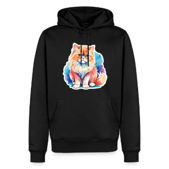 Perserkatze Wasserfarben - Männer Premium Bio Hoodie - Schwarz - Vorne - Nico (187cm)
