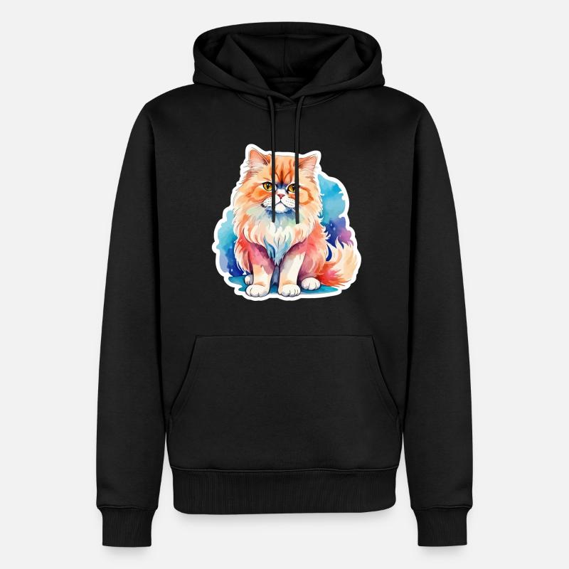 Aquarelles de chat persan - Sweat à capuche Premium bio Homme - noir