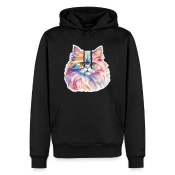 Perserkatze Wasserfarben - Männer Premium Bio Hoodie - Schwarz - Vorne - Nico (187cm)
