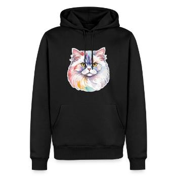 Perserkatze Wasserfarben - Männer Premium Bio Hoodie - Schwarz - Vorne - Nico (187cm)