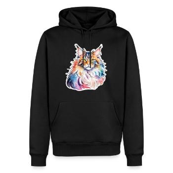 Maine Coon Wasserfarben - Männer Premium Bio Hoodie - Schwarz - Vorne - Nico (187cm)