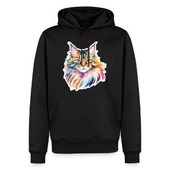 Maine Coon Wasserfarben - Männer Premium Bio Hoodie - Schwarz - Vorne - Nico (187cm)