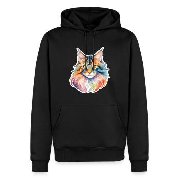 Maine Coon Wasserfarben - Männer Premium Bio Hoodie - Schwarz - Vorne - Nico (187cm)