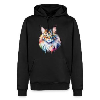 Maine Coon Wasserfarben - Männer Premium Bio Hoodie - Schwarz - Vorne - Nico (187cm)