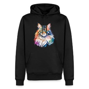Maine Coon Wasserfarben - Männer Premium Bio Hoodie - Schwarz - Vorne - Nico (187cm)