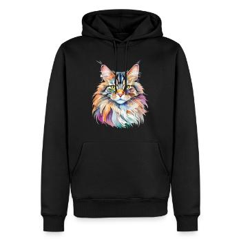 Maine Coon Wasserfarben - Männer Premium Bio Hoodie - Schwarz - Vorne - Nico (187cm)