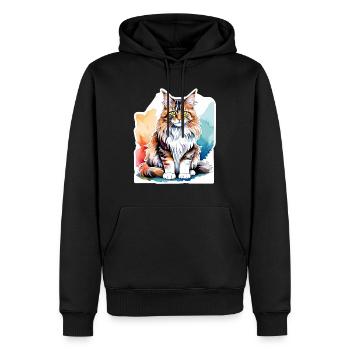 Maine Coon Wasserfarben - Männer Premium Bio Hoodie - Schwarz - Vorne - Nico (187cm)